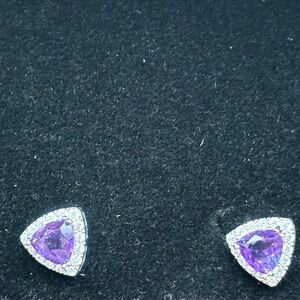 Publishers Clearing House Majestic African Amethyst, Platinum Plated Earrings